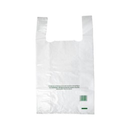 Sac bretelles en plastique biodégradable blanc 26+12x45 cm - 1 000 pcs