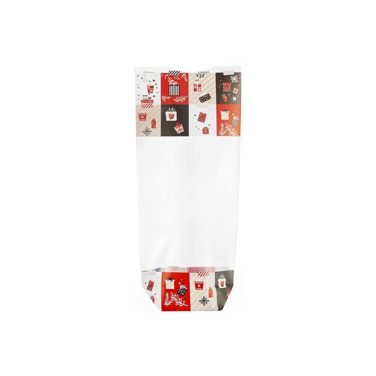 Sachet fond carton motif Noël Christmas Kiss - 120 x 260 mm - Pack