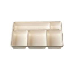 Plateau repas plastique 5 compartiments 290 x 224mm blanc - PAREDES