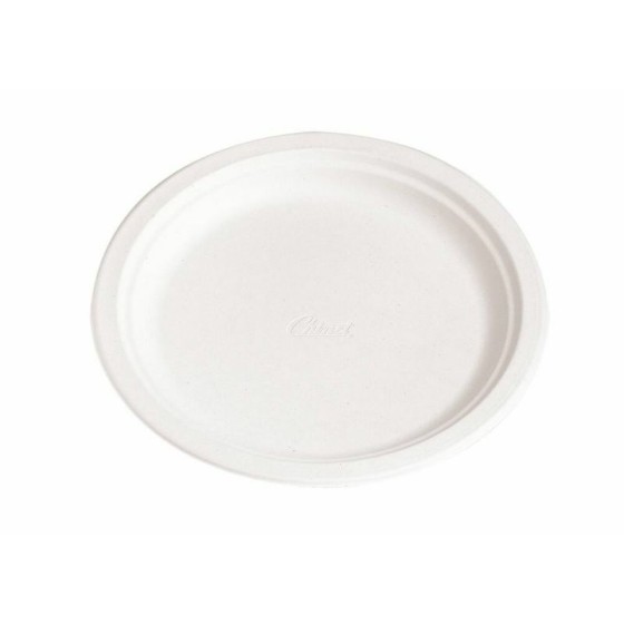 Assiette en carton recyclé blanche ronde 15 cm pour dessert de